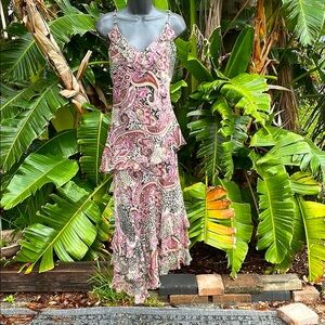 Ruffled silk, biased, cut animal print asymmetric skirt and camisole